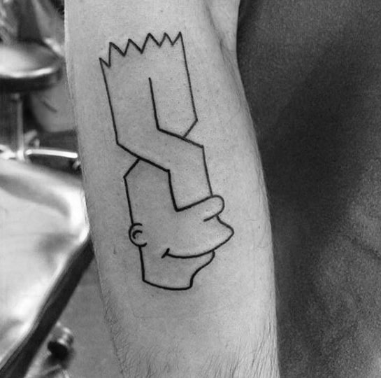 Guys Tattoos With Bart Simpson Design Outer Forearm