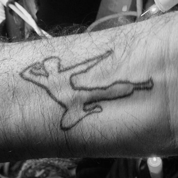 Guys Tattoos With Bruce Lee Black Ink Outline Design On Wrist