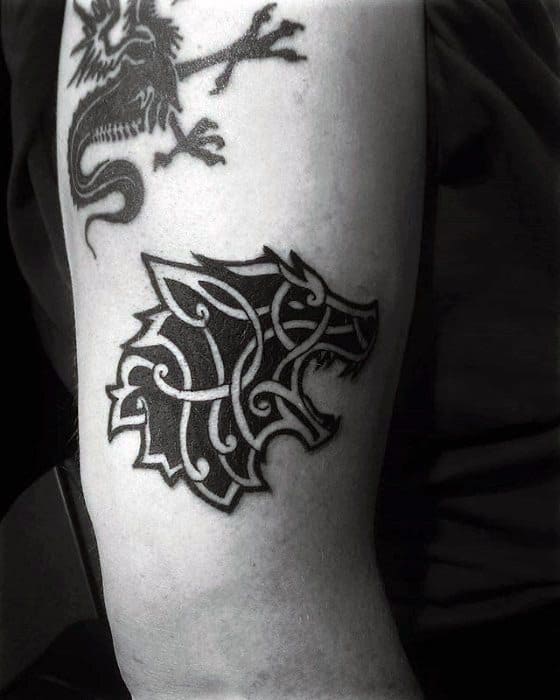 Guys Tattoos With Celtic Wolf Design