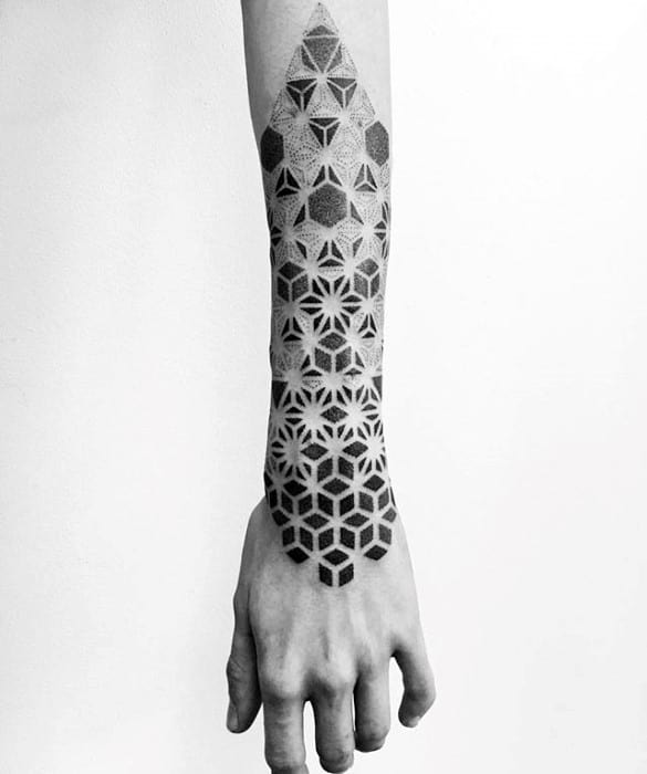 Guys Tattoos With Geometric Shapes Top Of Forearm Design