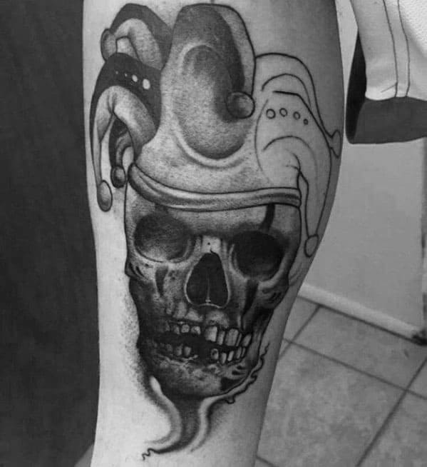 Guys Tattoos With Jester Skull Design