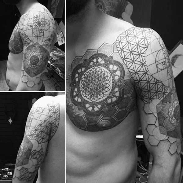 Guys Tattoos With Metatrons Cube Design