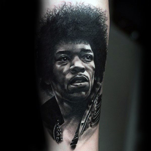 Guys Tattoos With Realistic 3d Jimi Hendrix Design