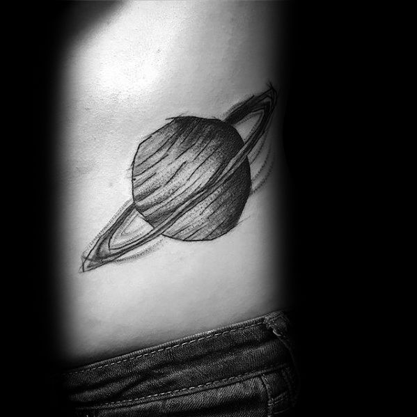 Guys Tattoos With Saturn Design