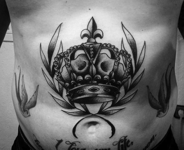 Guys Tattoos With Traditional Crown Design