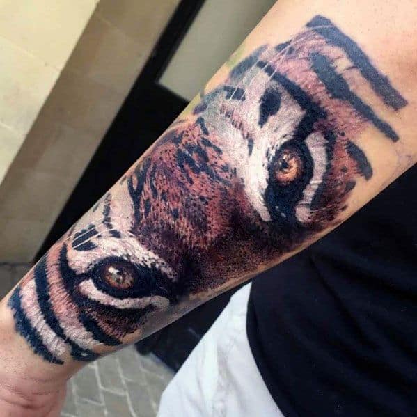 Tiger Eye Tattoo On Arm Sleeve by Eduvertikal