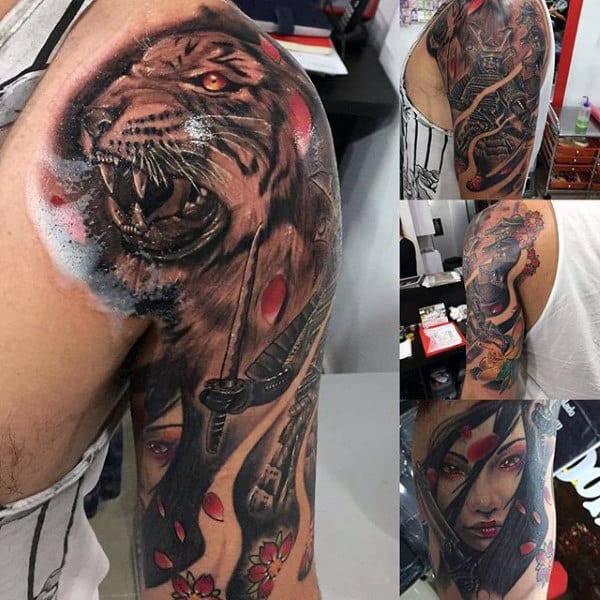 Guy's Tiger Japanese Tattoo