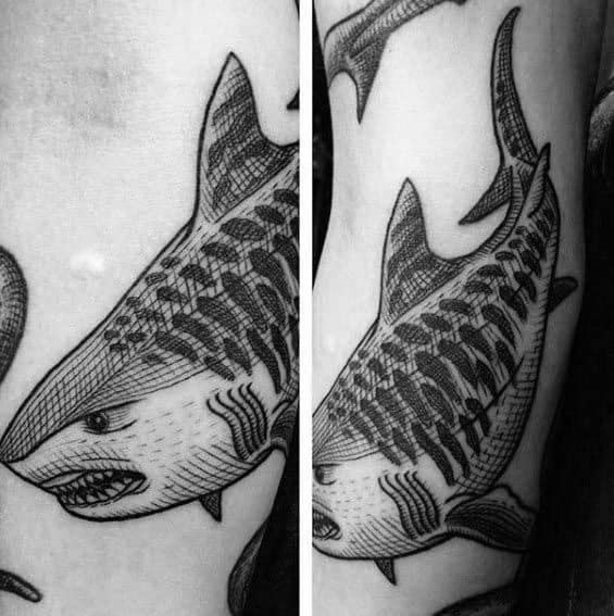 Guys Tiger Shark Tattoo Design Ideas
