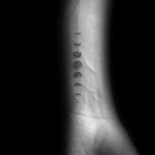 Guys Tiny Moon Phases Wirst Tattoo Design Ideas