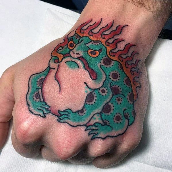 Guys Toad Tattoo Design Ideas On Hand