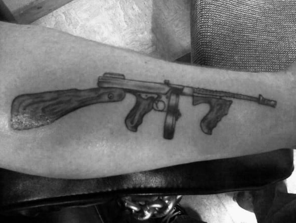 Guys Tommy Gun Tattoos