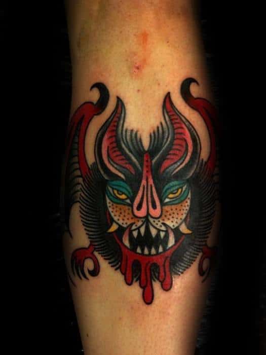 Guys Traditional Bat Tattoo Design Ideas