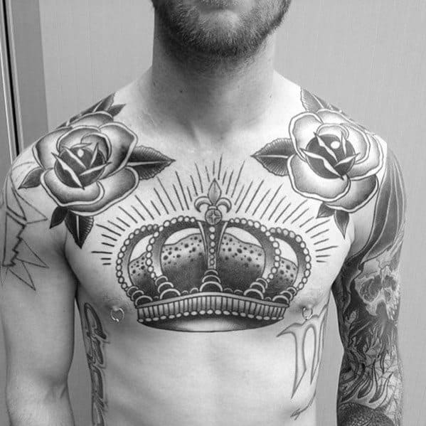 Guys Traditional Crown Tattoo Designs
