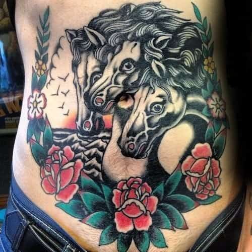 Guys Traditional Horse Tattoo Designs