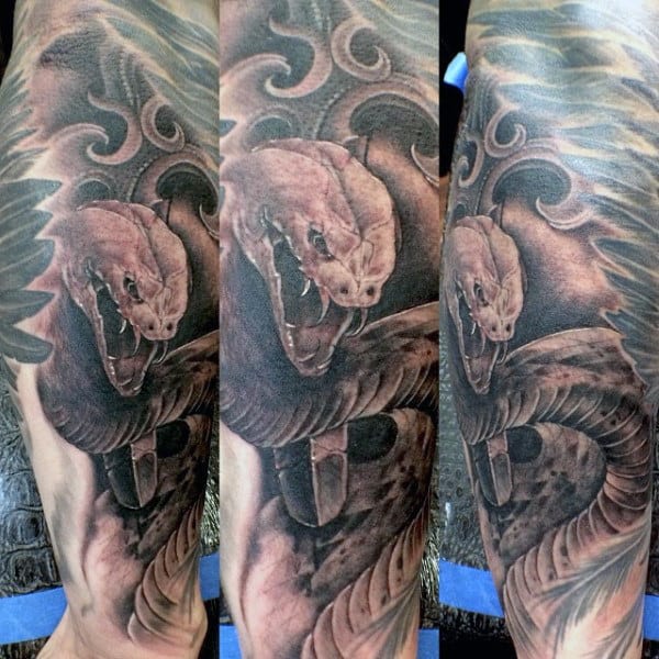Guy's Traditional Japanese Snake Tattoo