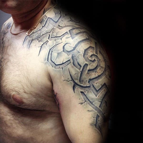 80 Stone Tattoo Designs For Men - Carved Rock Ink Ideas