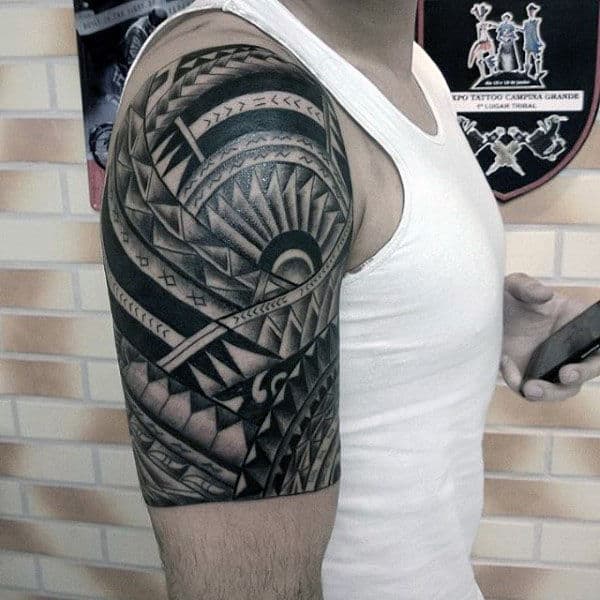 Guys Tribal Upper Arm Cool Tattoo Designs