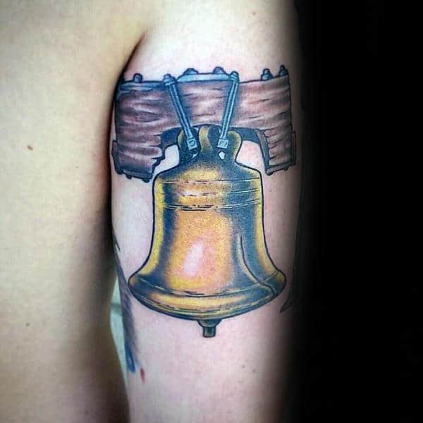Guys Tricep Liberty Bell Tattoos