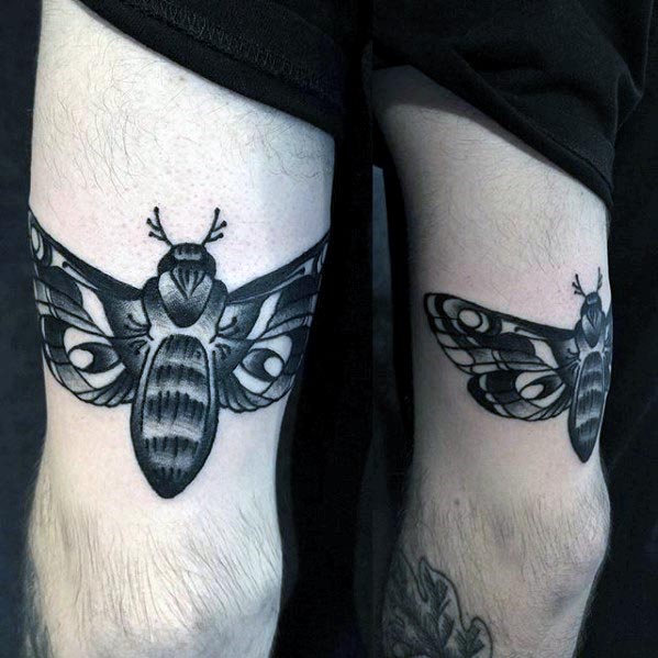 Guys Triceps Traditional Moth Tattoos