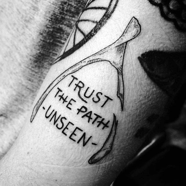 Guys Trust The Path Unseen Wishbone Tattoo Design Ideas On Arm