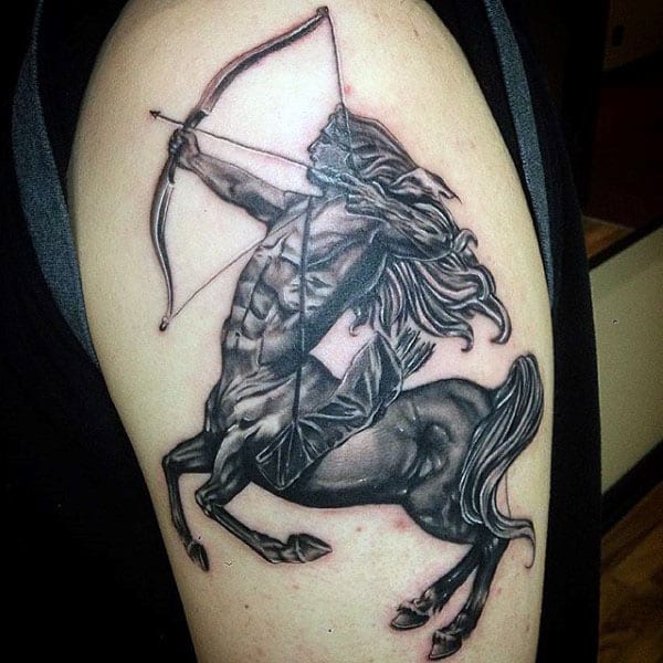 Guys Upper Arm Sagittarius Design Tattoos