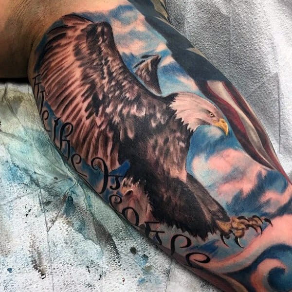 Guys We The People Bald Eagle Inner Arm Tattoo