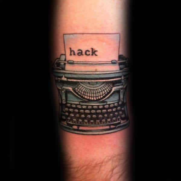 Hack Typewriter Mens Cool Arm Tattoos
