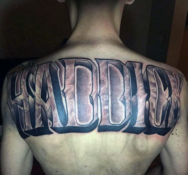Haddick Mens Last Name Upper Back Tattoos