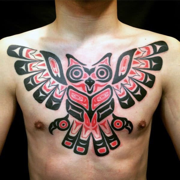 Haida Owl Tattoo Male Chest