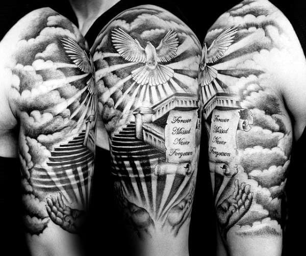 heaven and hell chest tattoos