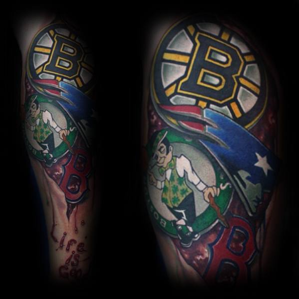 Half Sleeve Awesome Boston Red Sox Tattoos For Men