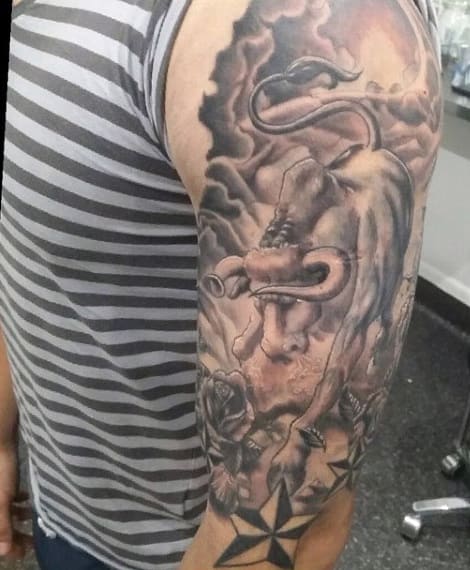 Half Sleeve Bulls Tattoos For Men