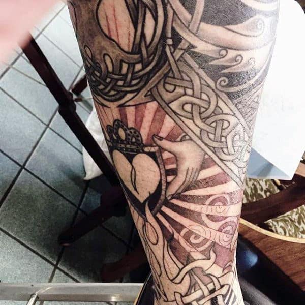Half Sleeve Claddagh Male Tattoos