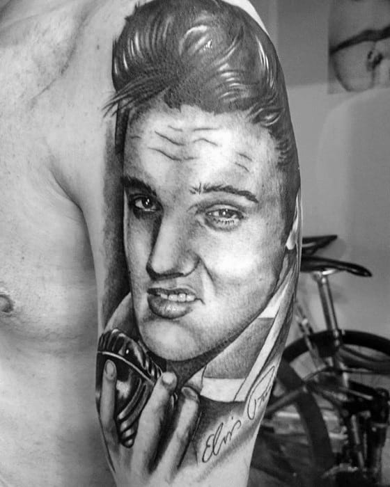 Half Sleeve Creative Elvis Presley Tattoos For Men