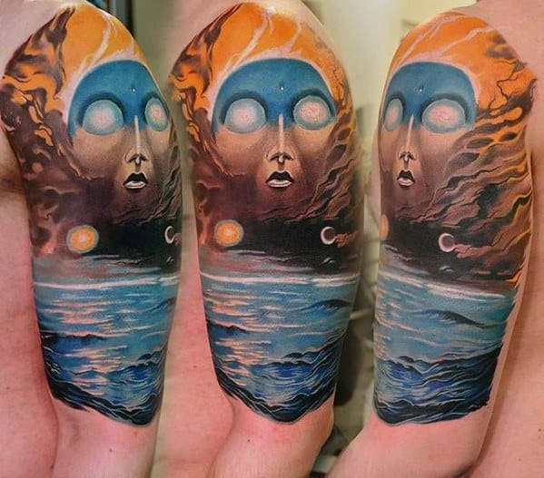 Half Sleeve Guys Surrealism Tattoo Designs