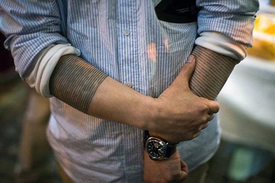 Half Sleeve Guys Tattoo Black Line