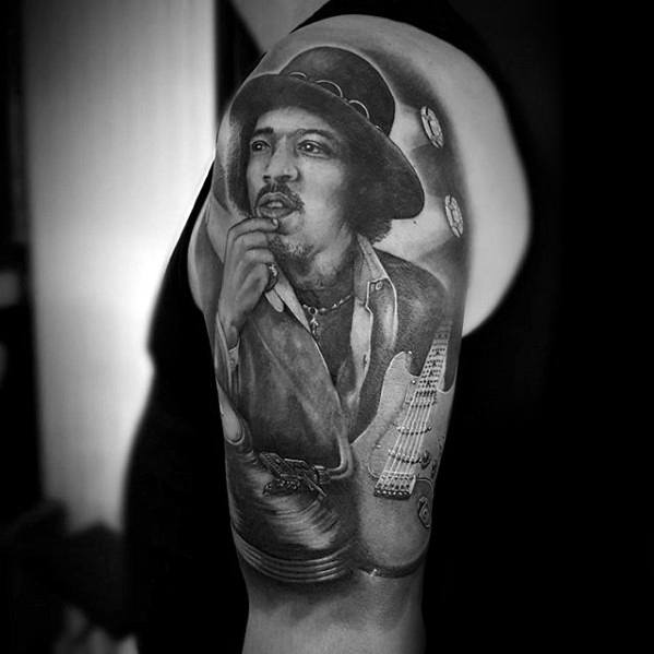 Half Sleeve Jimi Hendrix Guys Tattoos