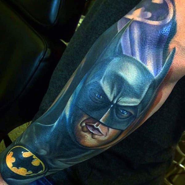Half Sleeve Male Batman Tattoo Design Ideas