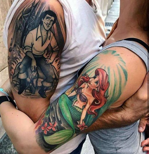 Half Sleeve Married Couples Tattoo Designs