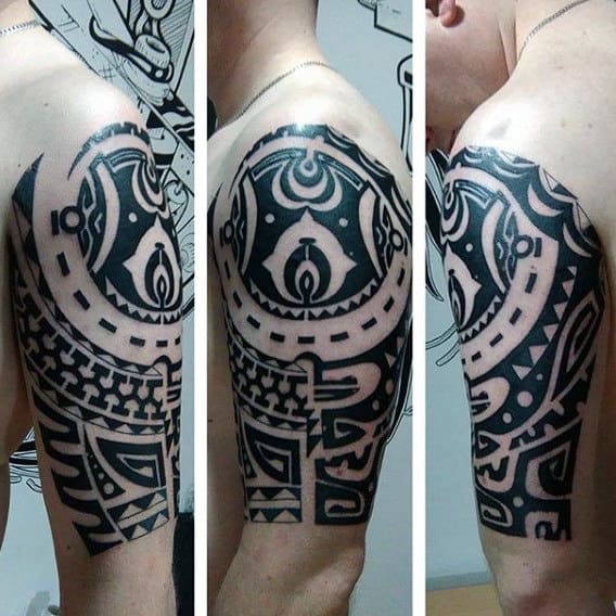 Half Sleeve Mens Maori Tattoo Design Ideas
