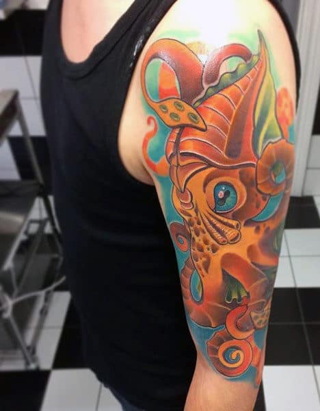 Half Sleeve Octopus Ink Tattoo