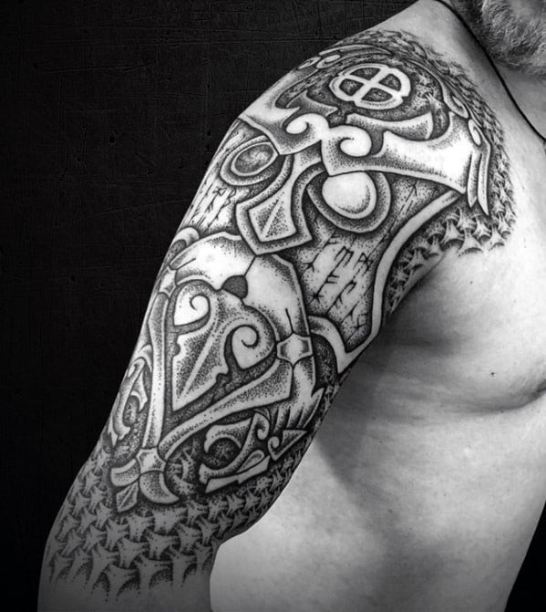 Half Sleeve Norse Viking Mens Manly Great Tattoo Designs