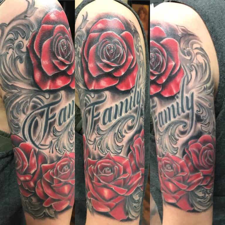 Half Sleeve Rose Sleeve Tattoos Inkdsocietytattooparlor1 768x768 