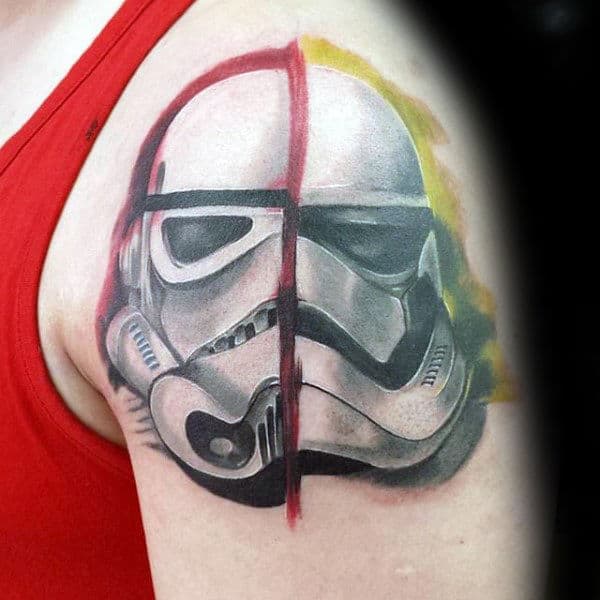 Half Stormtrooper Upper Arm Mens Tattoos