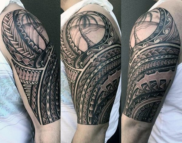 Half Tribal Sleeve Tattoos For Men