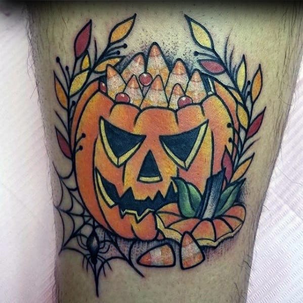 Halloween Candy Corn Male Themed Tattoo Inspiration