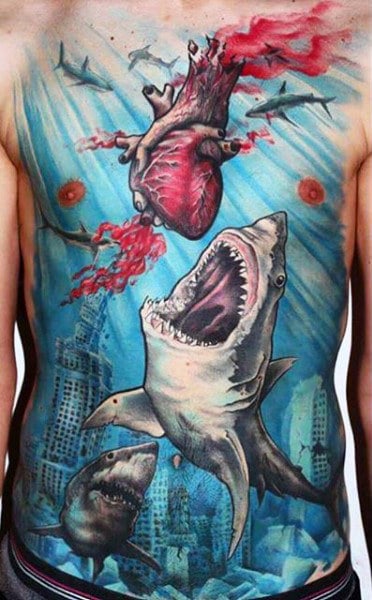 90 Shark Tattoo Designs For Men - Underwater Food Chain