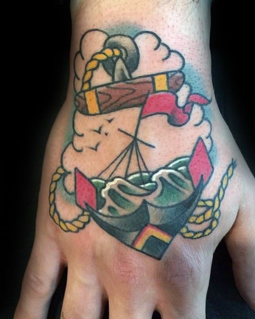 Hand Anchor Sinking Ship Guys Tattoo Ideas