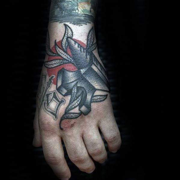 Hand Anvil Tattoo Design On Man