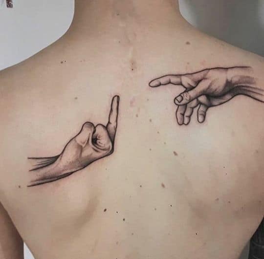 Hand Badass Black Line Tattoo